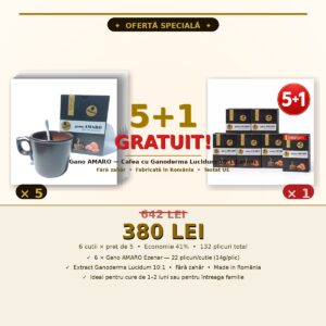 Pachet AMARO 5+1 — Cafea cu Ganoderma Lucidum Ezenar (6 cutii)