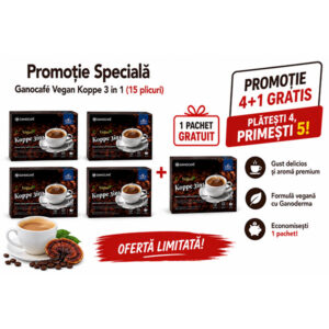 PROMO Ganocafé Vegan Koppe 3 in 1 (15 plicuri) – 4 + 1 GRATIS