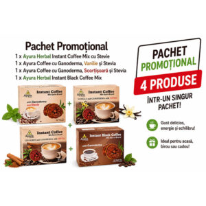 PROMO Ayura Cofee 10 plicuri  X 4 arome premium Vanilie, Stevie, Scortisoara, Black Cofee