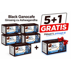 PROMO Black Ganocafe Ginseng cu Ashwaganda 5+1 GRATIS